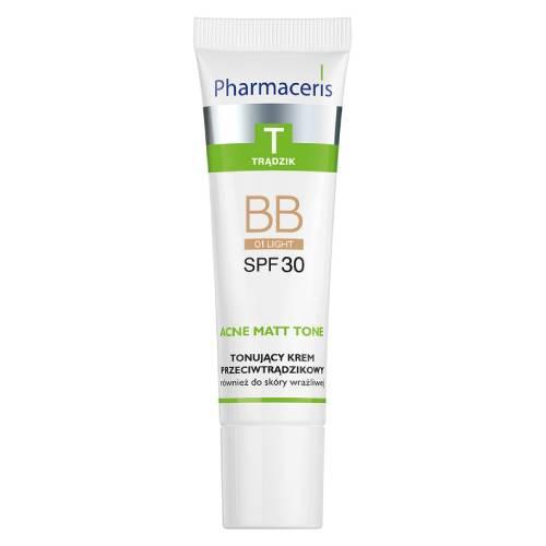 Miniaturka artykułu - Pharmaceris T Acne Matt Tone BB Tonujący krem przeciwtrądzikowy 01 Light SPF 30, 30 ml