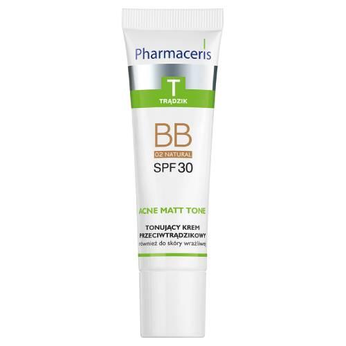 Miniaturka artykułu - Pharmaceris T Acne Matt Tone BB Tonujący krem przeciwtrądzikowy 02 Natural SPF 30, 30 ml