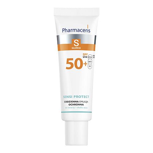 Miniaturka artykułu - PHARMACERIS S SENSI PROTECT Codzienna Emulsja ochronna z kwasem hialuronowym do twarzy i okolic oczu SPF 50+, 50ml
