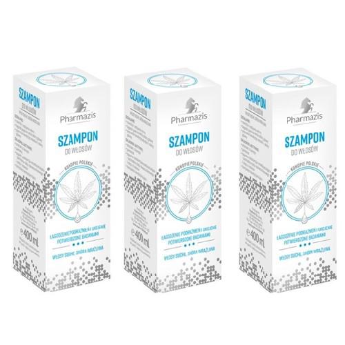Miniaturka artykułu - PHARMAZIS Zestaw 3 x Szampon do włos&oacute;w, 400ml