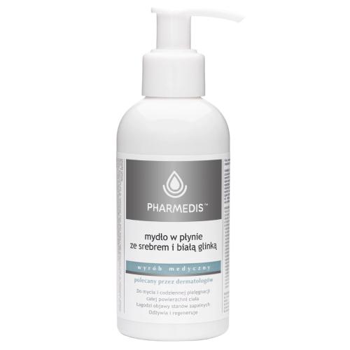 Miniaturka artykułu - PHARMEDIS Mydło w płynie z nanosrebrem i białą glinką, 150ml