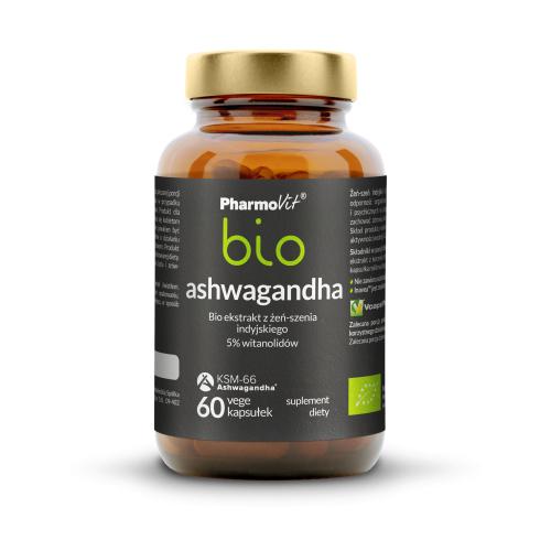 Miniaturka artykułu - PHARMOVIT Ashwagandha bio ekstrakt z żeń-szenia, 60 kaps.