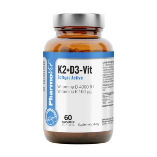 Miniaturka artykułu - PHARMOVIT Witamina K2+D3-Vit, 60 kapsułek
