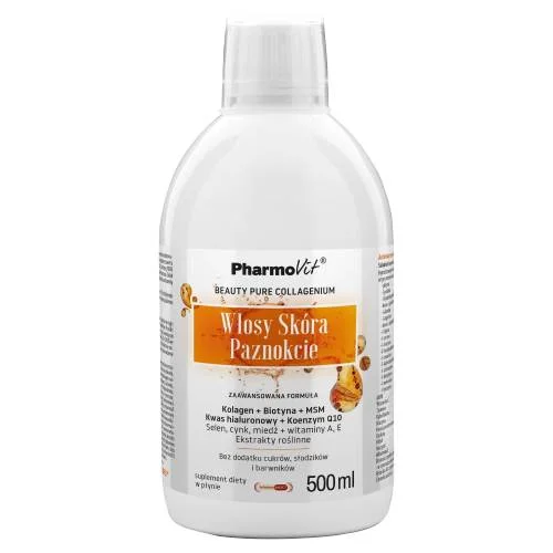 Miniaturka artykułu - PHARMOVIT Włosy, Sk&oacute;ra, Paznokcie, płyn, 500 ml