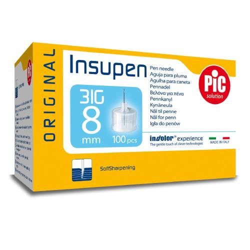 Miniaturka artykułu - PIC Insupen Igły do pen&oacute;w 31G 8mm, 100 sztuk