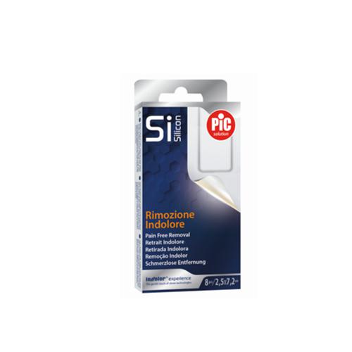 Miniaturka artykułu - PIC SiSilicon plaster silikonowy 2,5x7,2cm z wł&oacute;kniny ultra delikatny z technologią silikonową, 8szt 