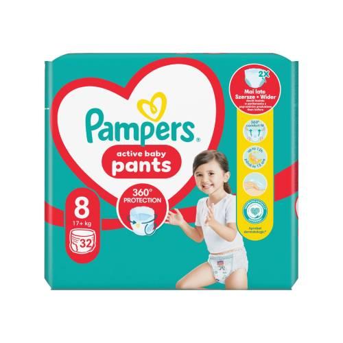 Miniaturka artykułu - Pampers Active Baby Pants Pieluchomajtki rozmiar 8, 32 szt.