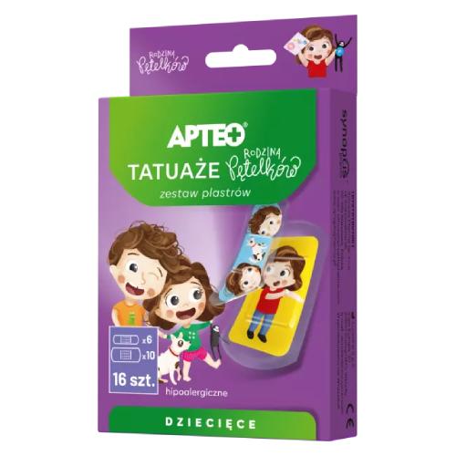 Miniaturka artykułu - Apteo Tatuaże Rodzina Pętelk&oacute;w Zestaw plastr&oacute;w dla dzieci, 16 szt.