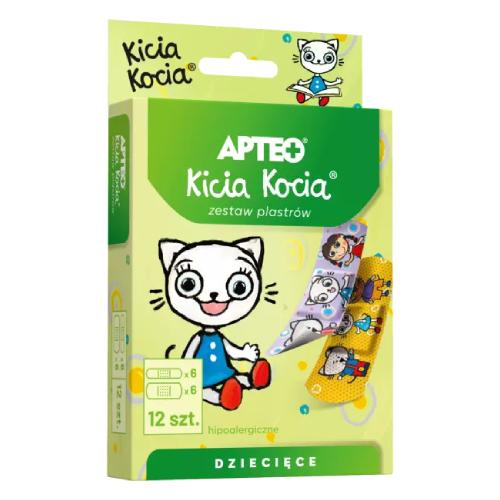 Miniaturka artykułu - APTEO Kicia Kocia Zestaw plastr&oacute;w dla dzieci, 12 szt. USZKODZONE OPAKOWANIE