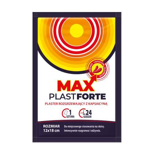 Miniaturka artykułu - Max Plast Forte Plaster rozgrzewający z kapsaicyną 12 x 18 cm - stawy, mięśnie, 1 szt.