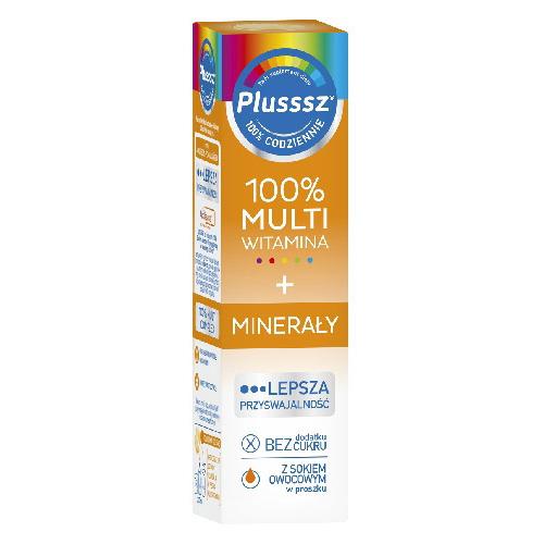 Miniaturka artykułu - Plusssz 100% Multiwitamina + Minerały, 20 tabletek musujących