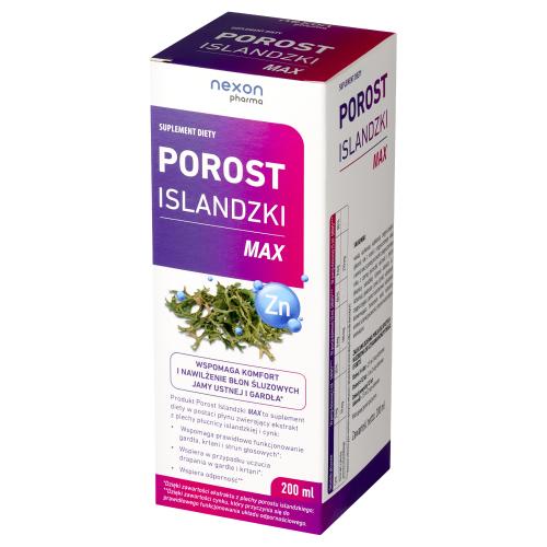 Miniaturka artykułu - Porost Islandzki Max Syrop, 200 ml - suplement diety z cynkiem