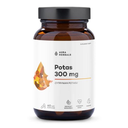 Miniaturka artykułu - Aura Herbals Potas 300 mg Cytrynian Potasu, 60 kaps.
