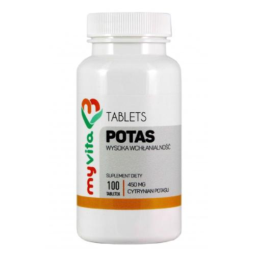 Miniaturka artykułu - MyVita Potas 450 mg, 100 tabl.