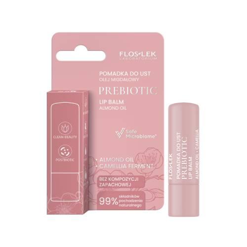Miniaturka artykułu - FLOSLEK PREBIOTIC Lip Balm Prebiotyczna pomadka do ust z olejem migdałowym, 4 g