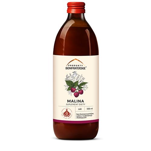 Miniaturka artykułu - Produkty Bonifraterskie  Sok z maliny, 500ml 