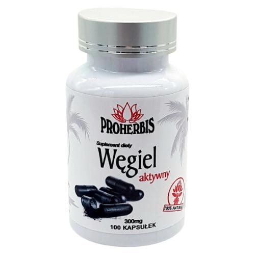 Miniaturka artykułu - PROHERBIS Węgiel aktywny 300 mg, 100 kaps.