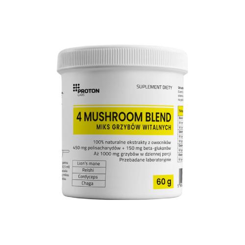Miniaturka artykułu - Proton Labs 4 Mushroom Blend Lion's mane, Reishi, Cordyceps, Chaga, 60 g