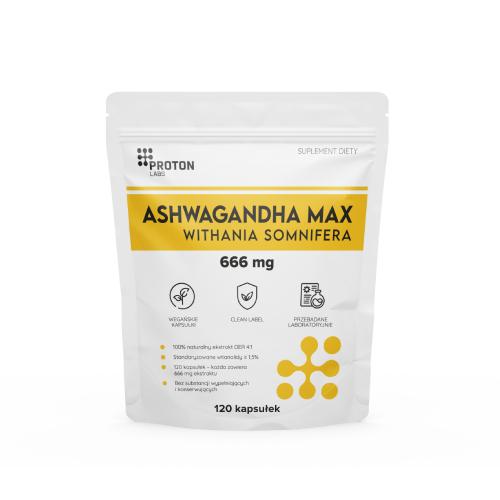 Zdjęcie produktu - Proton Labs Ashwagandha Max 666 mg, 120 kaps.