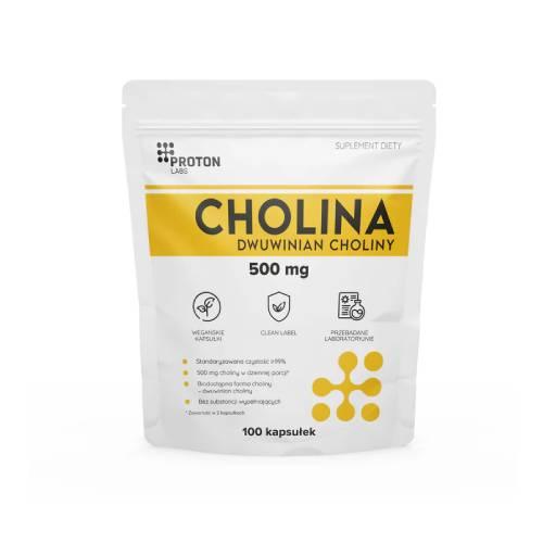 Miniaturka artykułu - Proton Labs Cholina 500 mg, 100 kaps.