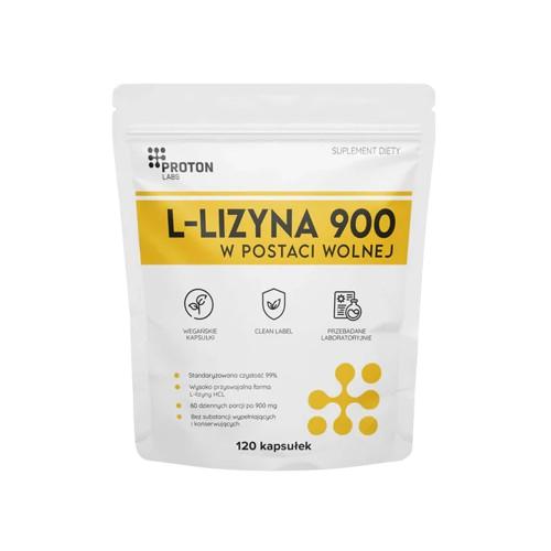 Miniaturka artykułu - Proton Labs L-Lizyna 900, 120 kaps.