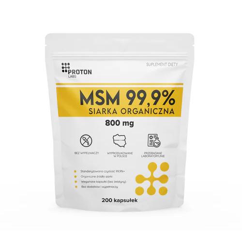 Miniaturka artykułu - Proton Labs MSM 99,9% Siarka organiczna 800 mg, 200 kaps.