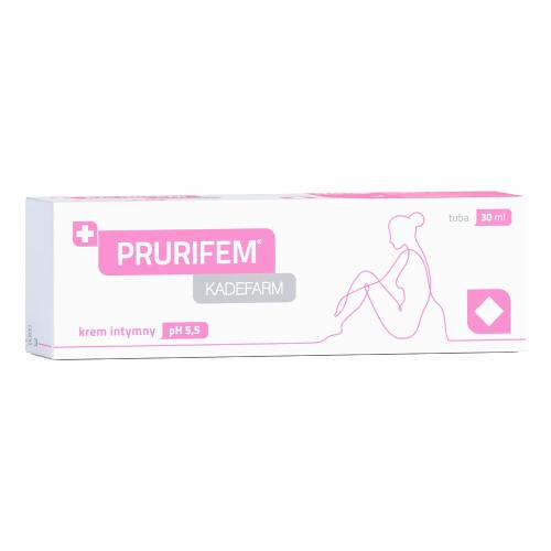 Miniaturka artykułu - Prurifem Kadefarm Nawilżająco-kojący krem intymny na świąd i suchość okolic intymnych, 30 ml