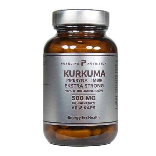 Miniaturka artykułu - Pureline Nutrition Kurkuma + piperyna + imbir Ekstra strong, 60 kapsułek 