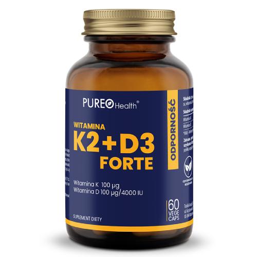 Miniaturka artykułu - Pureo Health Witamina K2+D3 Forte, 60 kaps.