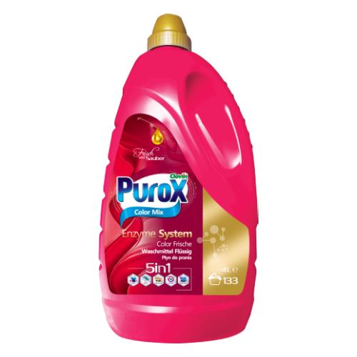 Miniaturka artykułu - Purox Color Mix Enzyme System Płyn do prania kolorowych tkanin, 4 l