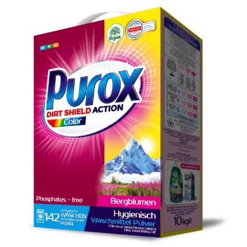 Miniaturka artykułu - PUROX DIRT SHIELD ACTION Color Proszek do prania kolorowych tkanin, 10kg