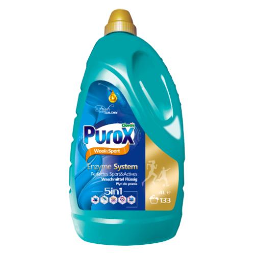 Miniaturka artykułu - Purox Wool&Sport Enzyme System Płyn do prania wełny i tkanin sportowych, 4 l