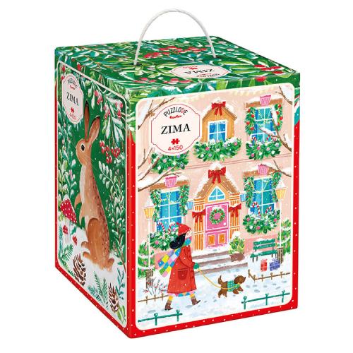 Miniaturka artykułu - CzuCzu Puzzlove 8+ Zima, 4x 150 element&oacute;w