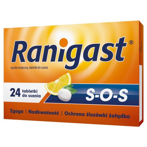 Miniaturka artykułu - Ranigast SOS tabletki do ssania, 24 tabl.