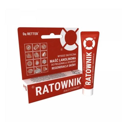 Miniaturka artykułu - Dr Retter Ratownik biało-czerwony Maść lanolinowa do sk&oacute;ry suchej i wrażliwej, 10 ml