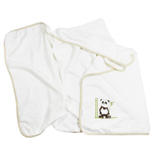 Miniaturka artykułu - BAMBOO LINE Ręcznik bambusowy z kapturkiem 70x140cm Panda Ecru