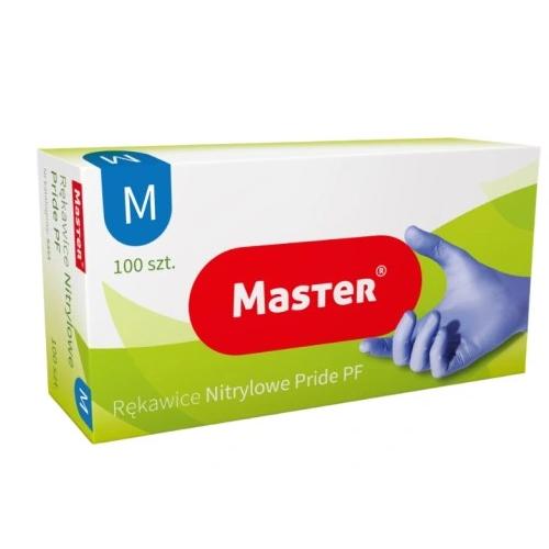 Miniaturka artykułu - Rękawice Nitrylowe Master Niebieskie M, 100szt.