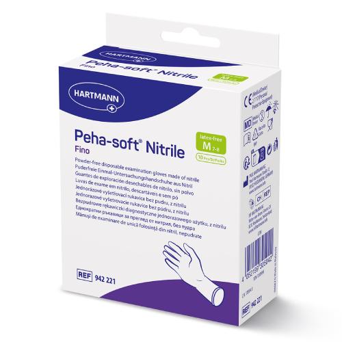 Miniaturka artykułu - Rękawice PEHA-SOFT diagnostyczne nitrile fino M, 10szt.