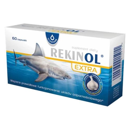 Miniaturka artykułu - Rekinol Extra z witaminą D i czosnkiem, 60 kaps.