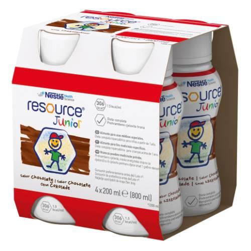 Miniaturka artykułu - Resource Junior Płyn smak czekoladowy, 4 x 200ml USZKODZONE OPAKOWANIE  TEKTUROWE ZBIORCZE