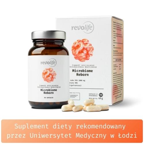 Miniaturka artykułu - Revolife Microbiome Reborn, 90 kapsułek - maślan sodu, laktoferyna, prebiotyk (kapsułka dojelitowa)