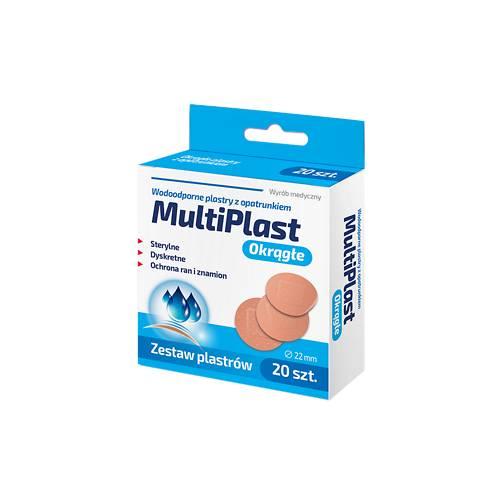 Zdjęcie produktu - Rodzina Zdrowia MultiPlast Wodoodporne plastry z opatrunkiem okrągłe, 20 szt.