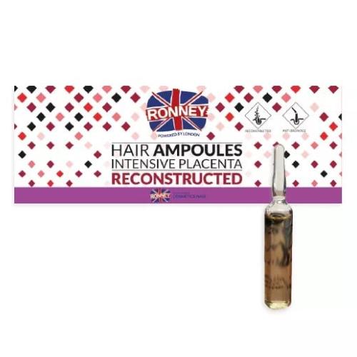 Miniaturka artykułu - Ronney Hair Ampoules Intensive Placenta Reconstructed Ampułki przeciw wypadaniu włos&oacute;w, 6 x 10 ml