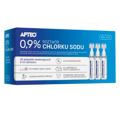 Miniaturka artykułu - Roztw&oacute;r chlorku sodu 0,9%, 40 ampułek x 5ml