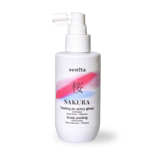 Miniaturka artykułu - Venita Sakura Peeling nawilżający do sk&oacute;ry głowy z kwiatem wiśni i witaminami, 150 ml