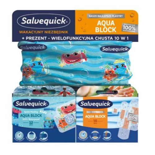 Salvequick Zestaw plastry Aqua Block 16 szt. + Aqua Block 12szt. + chusta