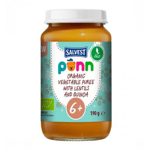 Miniaturka artykułu - SALVEST P&Otilde;NN BIO Puree warzywne z soczewicą i komosą ryżową, 190g