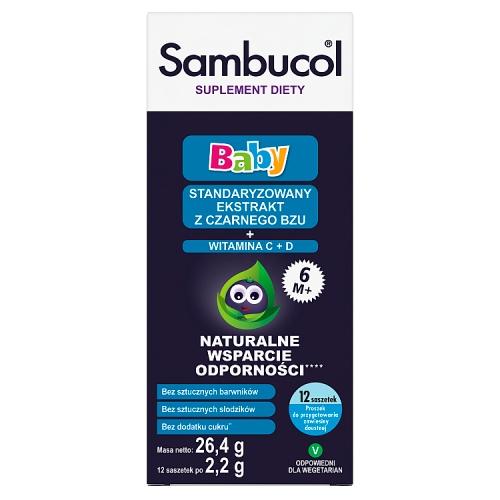 Miniaturka artykułu - Sambucol Baby - czarny bez, witamina C i D, 12 sasz.