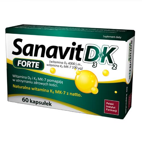Miniaturka artykułu - Sanavit D3 + K2 Forte, 60 kaps. - suplement diety z witaminą D i K