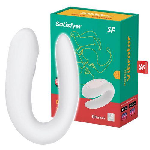 Miniaturka artykułu - Satisfyer Double Joy Partner wibrator stymulujący dla obu partner&oacute;w sterowany aplikacją White